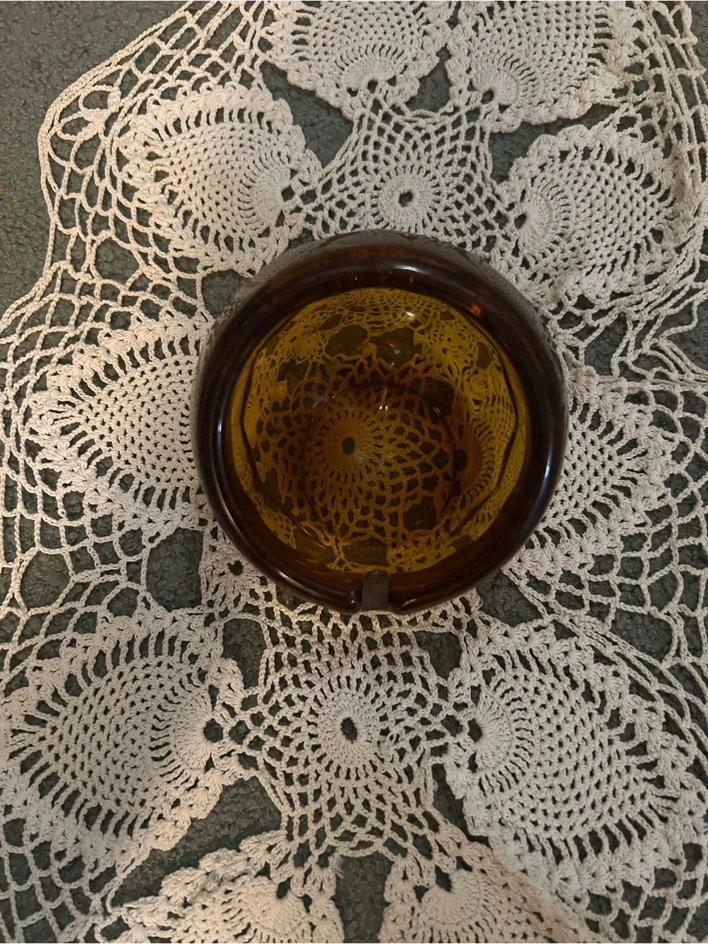 Vintage 1960’s Orb Amber Glass Ashtray - Home Accents EUC